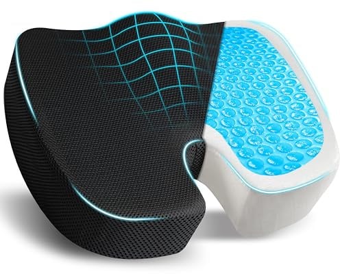 EcoNour Seat Cushions | Memory Foam Seat Cushion with Gel for Coccyx Sitting | Sciatica Tailbone Pain Relief | Orthopaedic Ergonomic Cushions for -Car, Office Chair, Desk, Wheelchair & Gaming