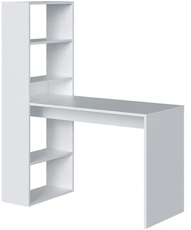 HOGAR24 ES - Mesa de Ordenador, Escritorio con Estantería Reversible, Color Blanco, Medidas: 140 cm (Alto) x 122 cm (Ancho) x 50 cm (Fondo)