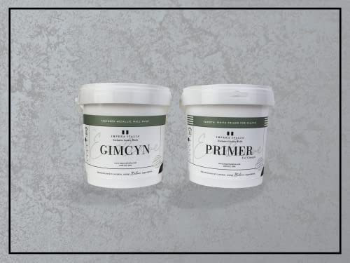 Impera Italia Gimcyn - Textured, Metallic Effect, Bespoke Decorative Wall Paint Bundle. Includes 1kg of Paint and 0.5L of Primer - Covers 5SQM - In Colour SAPPHIRE.