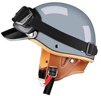 Rétro Moto Casque Ouvert avec Lunettes, Moto Casques Bols Femme Homme, Moto Casque Demi, Casque Jet Homologué ECE Dot, Casque Mobylette ( Color : B , Size : S=(53-54cm) )