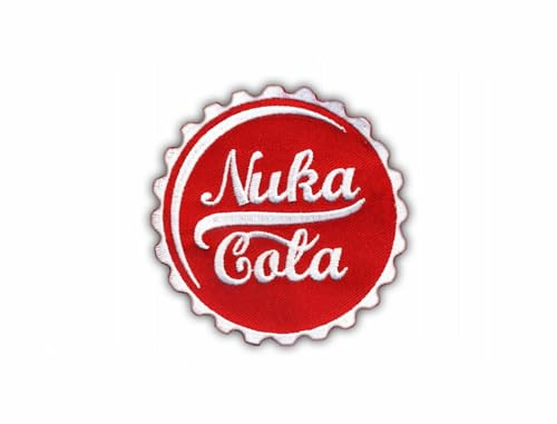 Toppa ricamata con scritta Nuka Cola termoadesiva e termoadesiva