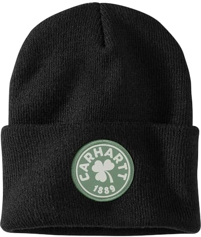 Carhartt Herren 106205 Strickmütze Kleeblatt Patch Beanie, Schwarz, Einheitsgröße