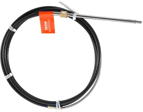 VEVOR Bootslenkkabel, 520 cm Außenbord-Marine-Drehlenkkabel, 500 kg Hohe Zugfestigkeit, Stahllenkradkabel, Kompatibel mit den Meisten Einzelstations-Außenbordsteuersystemen Schwarz