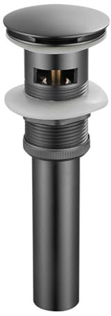 Bonde de Lavabo Universelle Pop Up Bonde a Bouton poussoir en Laiton Pour Salle de Bain Bonde Lavabo Automatique, Gris