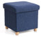 BRIAN & DANY Sitzhocker mit Stauraum, Teddy Fleece Fußhocker mit Holzfüßen, Fußhocker mit Stauraum, Sitzhocker für Wohnzimmer, Schlafzimmer, Blau, 38 x 38 x 38 cm