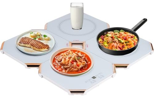 BAOSHISHAN Electric Warming Tray 200W Splicable Food Warming Tray,Hot Plates for Keeping Food Warm,40-99℃ Adjustable, Removable Easy to Store and Clean, Suitable for Warm Food/Win/Warm Stew/Thawing