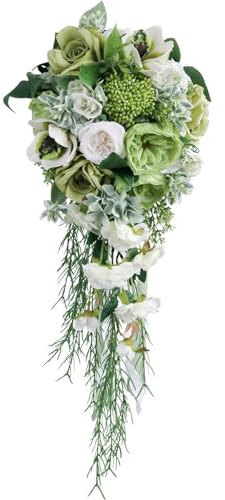 Bouquets de mariage for mariée, 22,9 cm, lys calla vert et roses artificielles, bouquet de mariage en plein air, cascade rustique, bouquets de mariée en cascade for cérémonie de mariage et anniversair