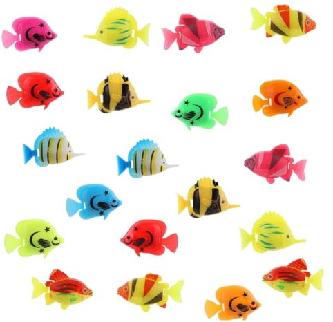Werownsgso 20 Stück Künstliche Fische für Aquarien,Realistische Sich Plastikfische Fische Ornament,Tropische Fisch Dekorationen für Landschafts-Ornamente,Ozean Thema Party