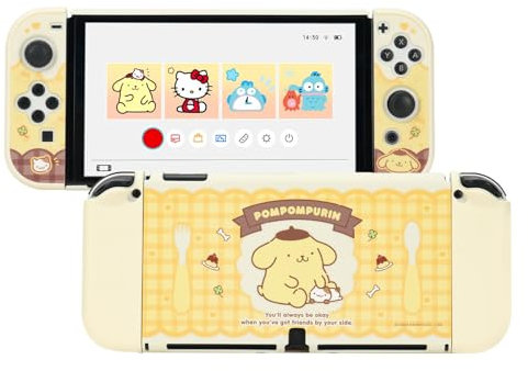 Kuitmor Guscio protettivo per Switch OLED, custodia sottile compatibile con Switch OLED, design antigraffio e assorbimento degli urti, cover Joy Con Skins - Cane