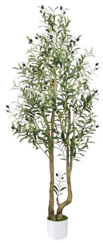 Alupssuc 5FT Artificial Olive Tree Big tall Fake Plants, 5 Feet Artificial Olive Silk Plants Indoors with Curved Trunk in Pots, Fake Tree for Home Office Living Room Indoor Outdoor Decor, 150cm