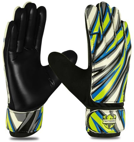 FIGHTSENSE Torwarthandschuhe für Kinder Jugend Jungen,Fußballhandschuhe,Latex Handfläche,Atmungsaktiv,Starker Grip,Doppelter Handgelenkschutz (Gelb, Größe 3 Geeignet für 5-6 Jahre)