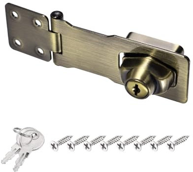 PATIKIL Verrous à Clé, Verrous à Cadenas Torsadés de 4 Pouces en Métal pour La Sécurité des Portes de Placard, à Clé Différente, Couleur Bronze