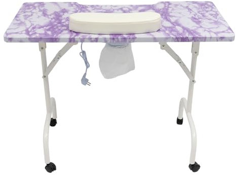 Faltbar Maniküretisch, Nageltisch mit Absaugung Tragbaresmanikürtisch mit Rollen Mobilesmanikürtisch Professional Maniküre Tisch Beweglich Studiotisch
