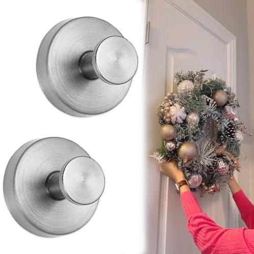Lot de 2 crochets à ventouse pour couronnes sur verre, porte-couronne à ventouse pour porte en verre, couronne à ventouses pour porte d'entrée (argenté)