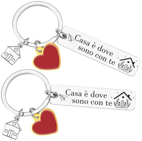 XQXQXZ 2PS Portachiavi Ci vediamo a Casa per Coppia in Acciaio Inox Ciondolo Casa Casetta Carina Chiavi regalo di inaugurazione della casa per moglie marito (6)