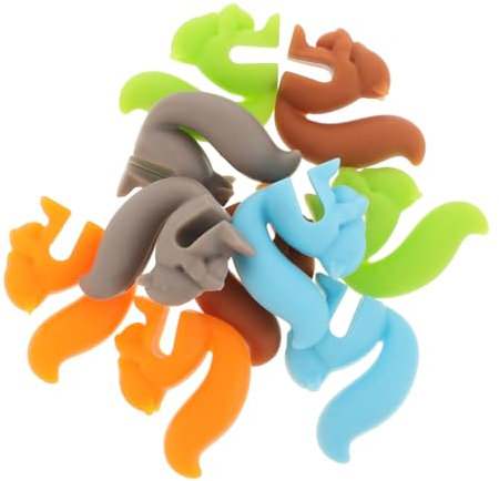 CONGARTENO 10pcs Silicone Tea Bag Holder Squirrel Design Mug Identifiers Tea Bag Holder for Mug Cup Carrier