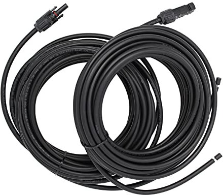 Pair of 10m 6.0mm single core extension cables with T4 connectors for solar panels