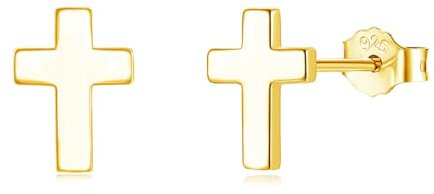 Deyanse 925 Sterling Silber Ohrstecker, Flach Kreuz Ohrringe Silber Stecker, Hypoallergen Ohrringe Ohrstecker Klein, Kreuzform Ohrringe für Damen Mädchen, Schlafen Knorpel Ohrschmuck zu Geburtstag
