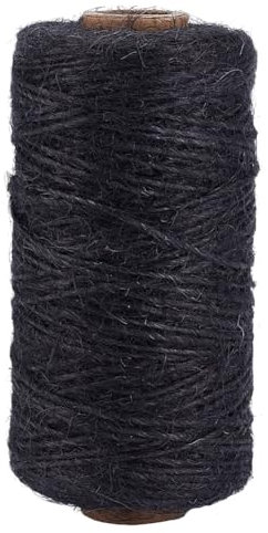 SOFPLATE Cordón de Yute Negro de 100 m/328 pies, Cuerda de 1mm, Hilo de Macramé, Yute Natural Fino, Hecho A Mano, para Envolver Regalos de Jardín, Manualidades, Decoración
