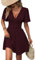 LIAMERHE Abito Donna Manica Corta Scollo a V Elegante Vestito Vita Alta Casual Stampa Floreale Vestito Estivi Abito Maniche a Farfalla Fucsia XXL