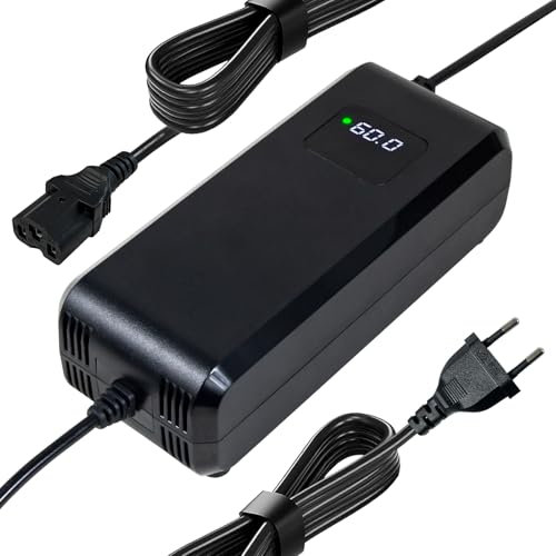 YANGZIDIANYUAN Caricabatteria da 60 V, 20 Ah, al piombo, per scooter elettrici, e-bike, caricatore AC DC con display a 3 poli