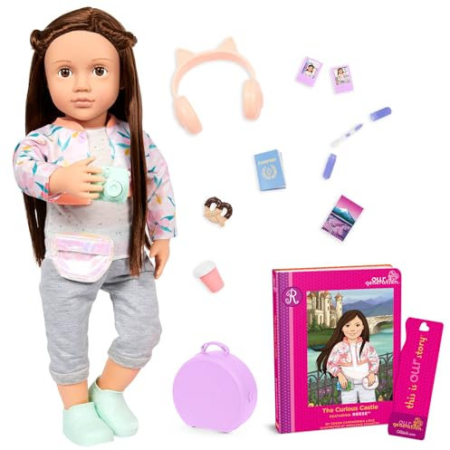 Our Generation – Posable 18-inch Doll – Lifelike Brown Eyes & Long Brown Hair – Carry-on Luggage & Travel Accessories – Pretend Play – Toys For Kids Ages 3 & Up – Reese