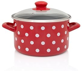 Metalac Faitout 20 cm | 4 l, pois blancs, émaillé, au design vintage