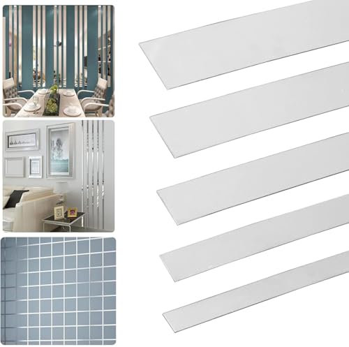 Wandverkleidungsleiste, Edelstahl-Wandverkleidung, Abzieh- und Aufkleberahmen, selbstklebende Spiegelkante, metallisch spiegelähnliche Oberfläche for Decke, Wand, Spiegelrahmen, DIY(20mmx5m)