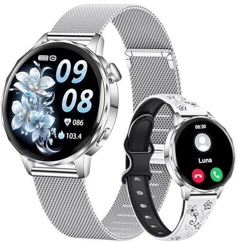 CIVO Reloj Inteligente Mujer con Llamadas: Reloj de Pulsera Deportivo Compatible Android iOS - Cuenta Pasos Fitness Smartwatch Impermeable Plata