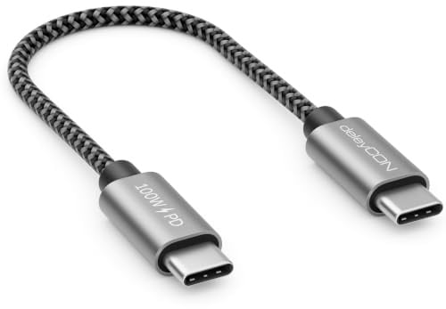 deleyCON 0,15m USB C Cavo Corto (100W Ricarica Rapida) PD 3.0 - C a C - Cavo Ricarica per iPhone 17 16 15 Pro Max Air Galaxy A16 A26 A56 S26 S25 S24 Pixel iPad MacBook AirPods Tablet Switch PS5