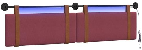 vidaXL Hängendes Kopfteil Mit LED Licht Weinrot Antikes PU, Moderner rechteckiger Kopfteil, wandmontierbar, Schlichte gepolsterte Schlafzimmer-Deko, ergonomisch und praktisch
