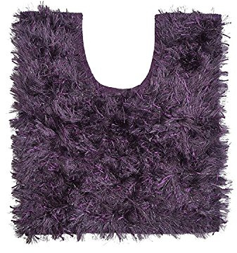Allure Shimmer Pedestal Toilet Mat Non-Slip Deep Shaggy Sparkle Pile 50 x 55cm (Purple)