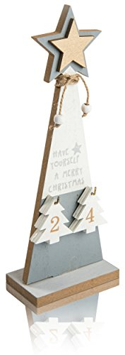 CHICCIE Holz Tanne als Kalender zu Weihnachten - 28cm - Deko Adventskalender