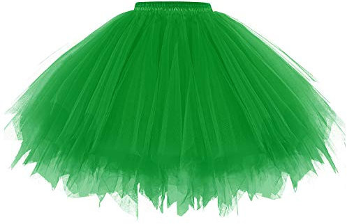 Gardenwed Tüllrock Damen Petticoat kurz Tüllrock in Grün Tütü Tuellrock Ballet Tanzkleid Grünes Tütü Reifrock Unterrock Tüll Rock in Grün Ballet Tanzkleider Green XL