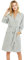 U2SKIIN Morgenmantel Damen 100% Baumwolle, leichter Bademantel Kimono Saunamantel Loungewear Hausmantel kurz (Grau, S)