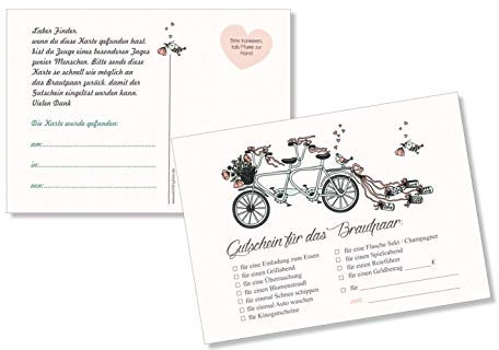 Hochzeit 50 Ballonflugkarten - extra leichte Flugkarten für weiten Flug/gelocht wetterfest Luftballons - Hochzeitsspiel