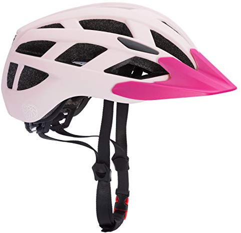 Spielwerk Children's Cycle Helmet Adjustable Size With LED Light Berry Pink Small S 52-56cm Chin Strap Visor Peak 3-13 Years BMX Bicycle Mountain Bike Safety Helmet CE-Certified Insect Repellent