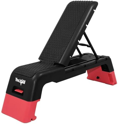 Yes4All Multifunctional Fitness Aerobic Step Platform/Aerobic Deck, Household Step Workout Bench for Home Gym (Red/Black)