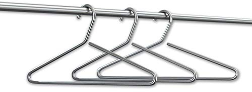 3X Kleiderbügel KB2, Edelstahl matt gebürstet, inkl. Hosensteg, rutschfest, aus einem Stück gebogen, Garderobenbügel, 100% Made in Germany - PHOS Design
