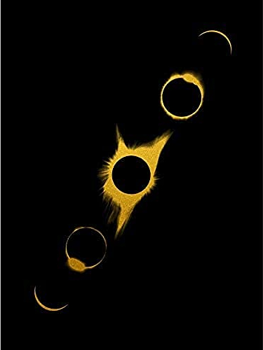 Artery8 Gold Effect Yellow Black Sun Lunar Eclipse Unframed Art Print Poster Wall Decor 12x16 inch Gelb Wand Deko