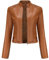 YYNUDA Veste Cuir Courte Moto Blouson à Rivet pour Femme Bomber Col Montant Jacket Similicuir Aviateur Printemps/Automne,Chameau M
