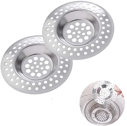 2 Piezas Filtro de Desagüe de Acero Inoxidable, Colador de Drenaje, Tapón de lavabo y Baño, Filtro de Fregadero de Cocina y de Ducha