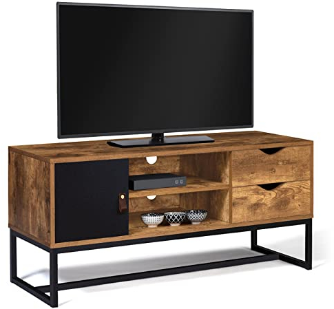 IDMarket Chicago - Mueble para TV (110 cm, 2 cajones, con armario de diseño industrial