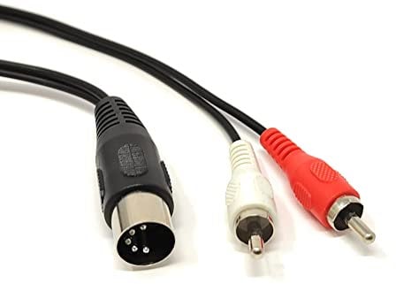 MainCore 2m Long 5-Pin Midi to x 2 RCA Phono Male Plugs Audio Cable (2m)