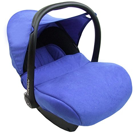 BAMBINIWELT Bezug Ersatzbezug kompatibel mit Maxi-Cosi CabrioFix für Babyschale 7-tlg Komplett-Set (schwarz-blau)