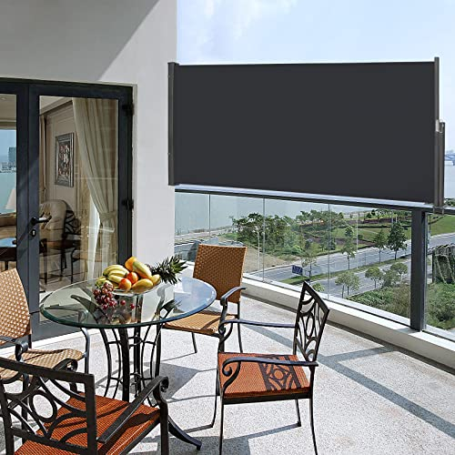 HENGMEI Store latéral extensible - 100 x 300 cm - Protection solaire - Brise-vue - Protection contre le vent - Différentes tailles - Pour terrasse, camping, jardin - Anthracite