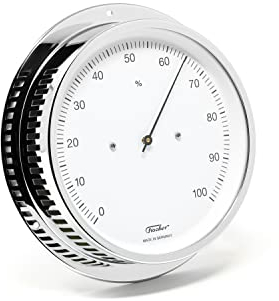 Fischer 4007-47 – synthetisches Haar-Hygrometer – 155mm Luftfeuchtigkeitsmesser aus verchromtem Messing Made in Germany