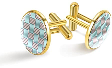Gemelos personalizados del oro para la textura de la estera de paja de la historieta de la camisa, 20mm*20mm, Acero inoxidable, Cuarzo creado