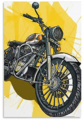 Vintage Motorrad Poster Cafe Racer Royal Enfield Classic 350 Poster Dekorative Malerei Leinwand Wandposter und Kunstbild Druck Moderne Familie Schlafzimmer Dekor Poster 30 x 45 cm