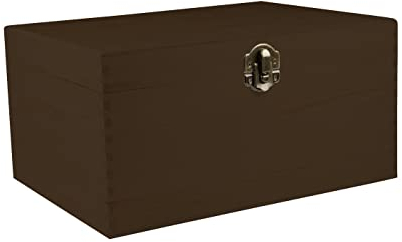 Alsino Holzbox Holzkiste dunkel braun mit Deckel Holztruhe Aufbewahrungsbox Vintage Aufbewahrung Truhe Kiste - mit Scharnier Verschluss, Größe: 40 x 26 x 18 cm